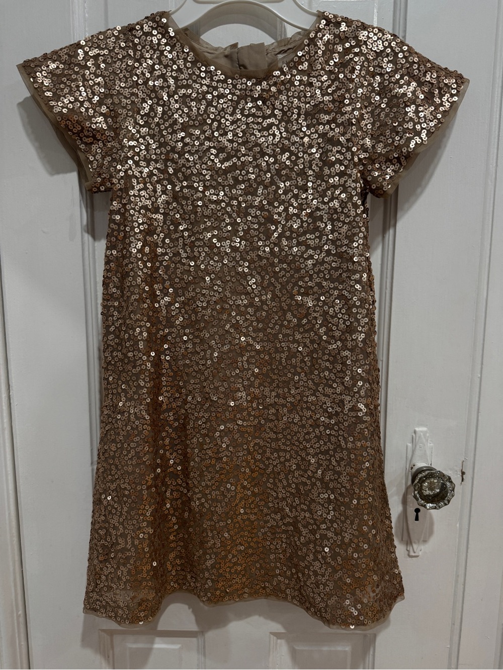 Girls Gold Sequin Party Dress ✨ Soft Cotton Lining | Size 5-7Y